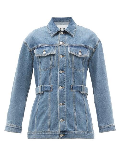 Matchesfashion.com Msgm - Belted Cotton-denim Jacket - Womens - Denim
