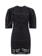 Isabel Marant - Dallin Broderie-anglaise Cotton-poplin Mini Dress - Womens - Black