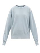 Ladies Rtw Les Tien - Brushed-back Cotton Sweatshirt - Womens - Light Blue
