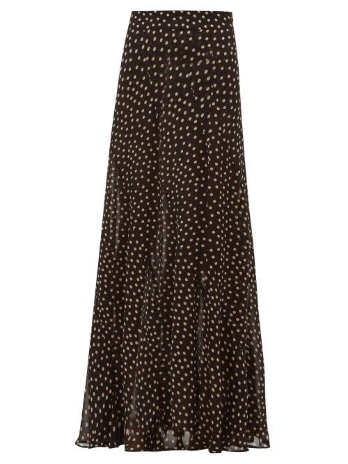 Matchesfashion.com Ganni - Polka-dot Georgette Maxi Skirt - Womens - Black