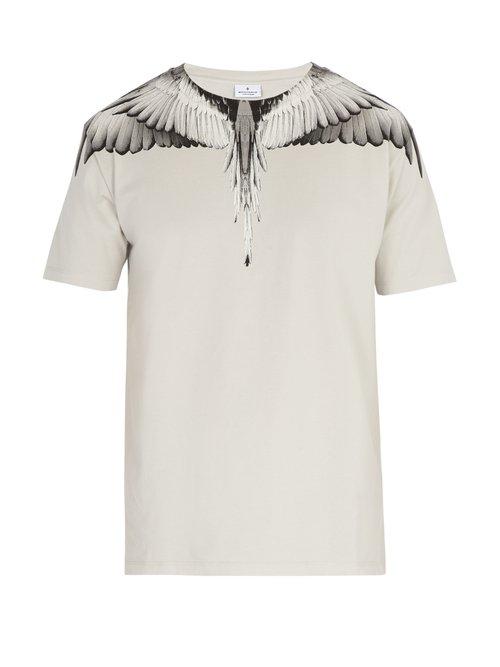 Matchesfashion.com Marcelo Burlon - Double Wing Print Cotton T Shirt - Mens - Light Grey