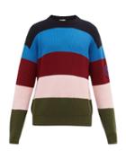 Matchesfashion.com Eye/loewe/nature - Logo-embroidered Jacquard-striped Wool Sweater - Mens - Multi