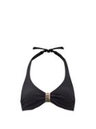Matchesfashion.com Melissa Odabash - Provence Logo-plaque Piqu Underwired Bikini Top - Womens - Black