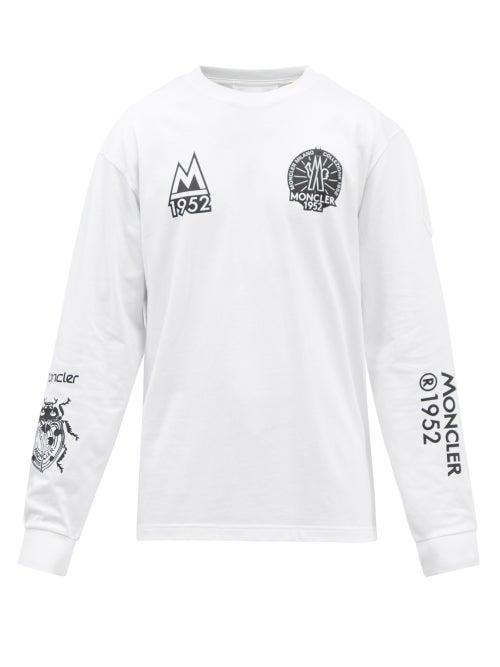 2 Moncler 1952 - Logo-print Cotton-jersey Long-sleeved T-shirt - Mens - White