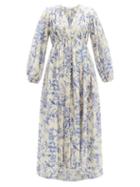 Matchesfashion.com Zimmermann - Verity Floral Print Silk Crepe Dress - Womens - White