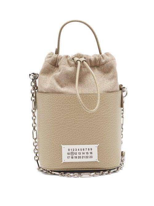 Maison Margiela - 5ac Grained-leather And Canvas Bucket Bag - Womens - Beige