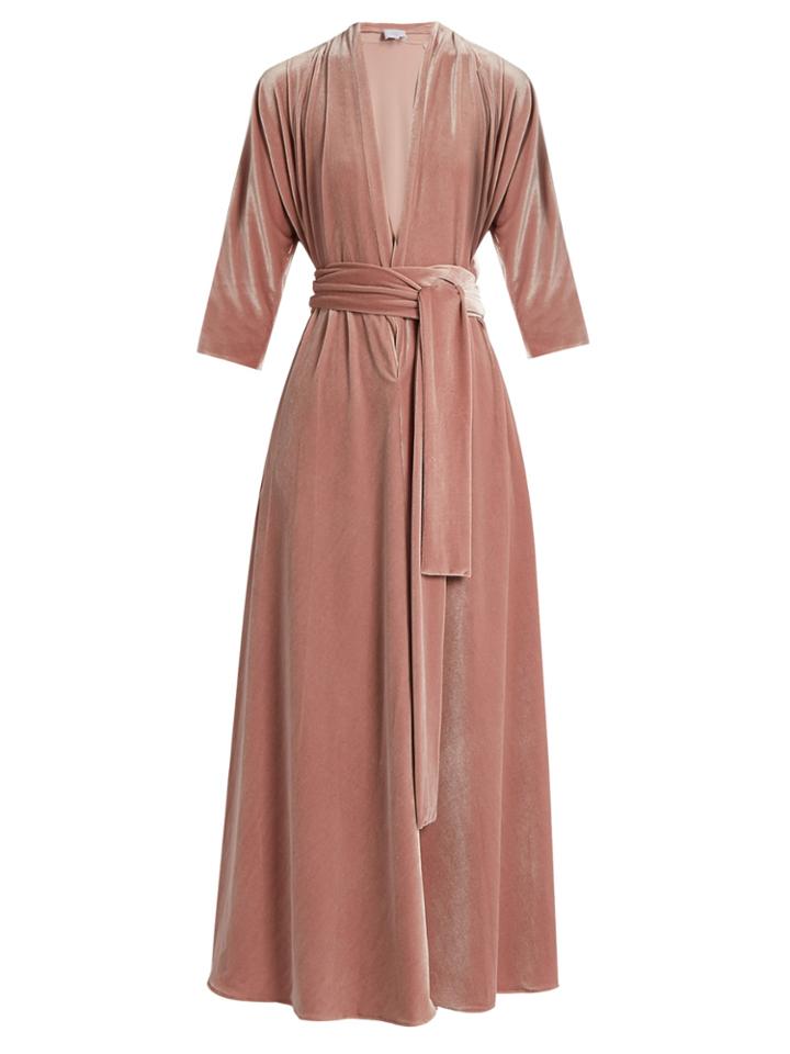 Luisa Beccaria V-neck Tie-front Velvet Dress