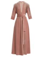 Luisa Beccaria V-neck Tie-front Velvet Dress