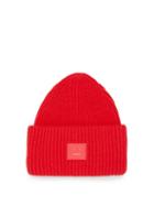 Matchesfashion.com Acne Studios - Pansy Face Patch Rib-knitted Wool Beanie - Mens - Red