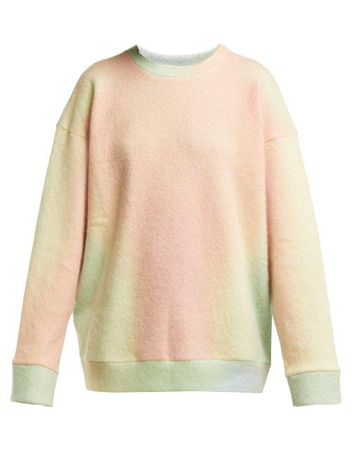Matchesfashion.com The Elder Statesman - Felted Cashmere Blend Sweatshirt - Womens - Yellow Multi