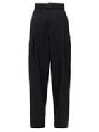 Matchesfashion.com Edward Crutchley - Reverse-pleated Wide-leg Wool-sharkskin Trousers - Womens - Black