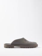 Gucci - Gg-perforated Rubber Backless Loafers - Mens - Grey