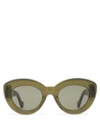 Matchesfashion.com Loewe - Anagram-logo Cat-eye Acetate Sunglasses - Womens - Khaki