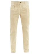 Matchesfashion.com Incotex - Pleated Cotton-blend Corduroy Tapered Trousers - Mens - Cream