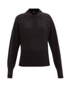 Isabel Marant - Molleton Oversized Wool-blend Polo Sweater - Womens - Black