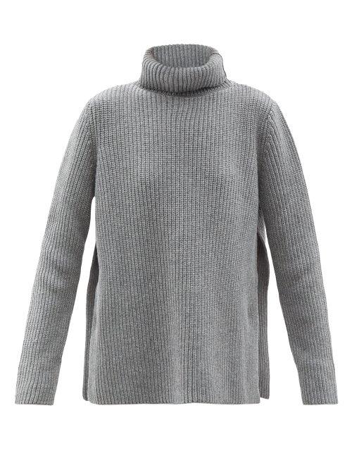 Raey - Responsible-wool Split-side Roll-neck Sweater - Womens - Grey