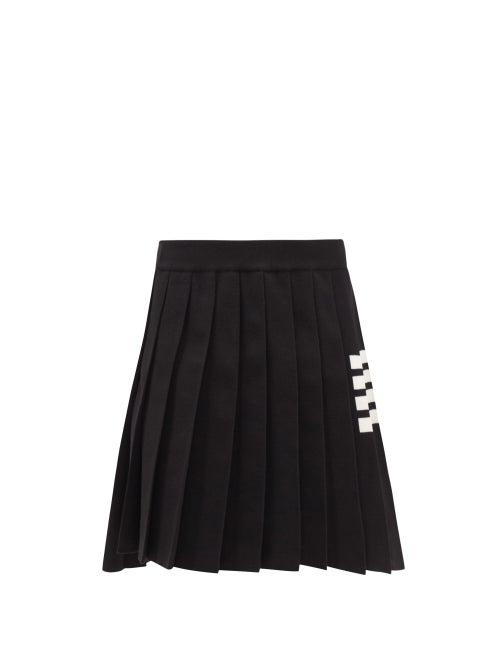 Thom Browne - Four-bar Pleated Wool-blend Skirt - Womens - Black