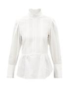 See By Chlo - High-neck Peplum Cotton Blouse - Womens - Ivory