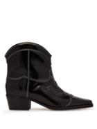 Matchesfashion.com Ganni - Meg Leather Cowboy Boots - Womens - Black