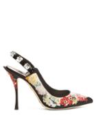 Matchesfashion.com Dolce & Gabbana - Floral Print Crystal Embellished Pumps - Womens - Black Multi