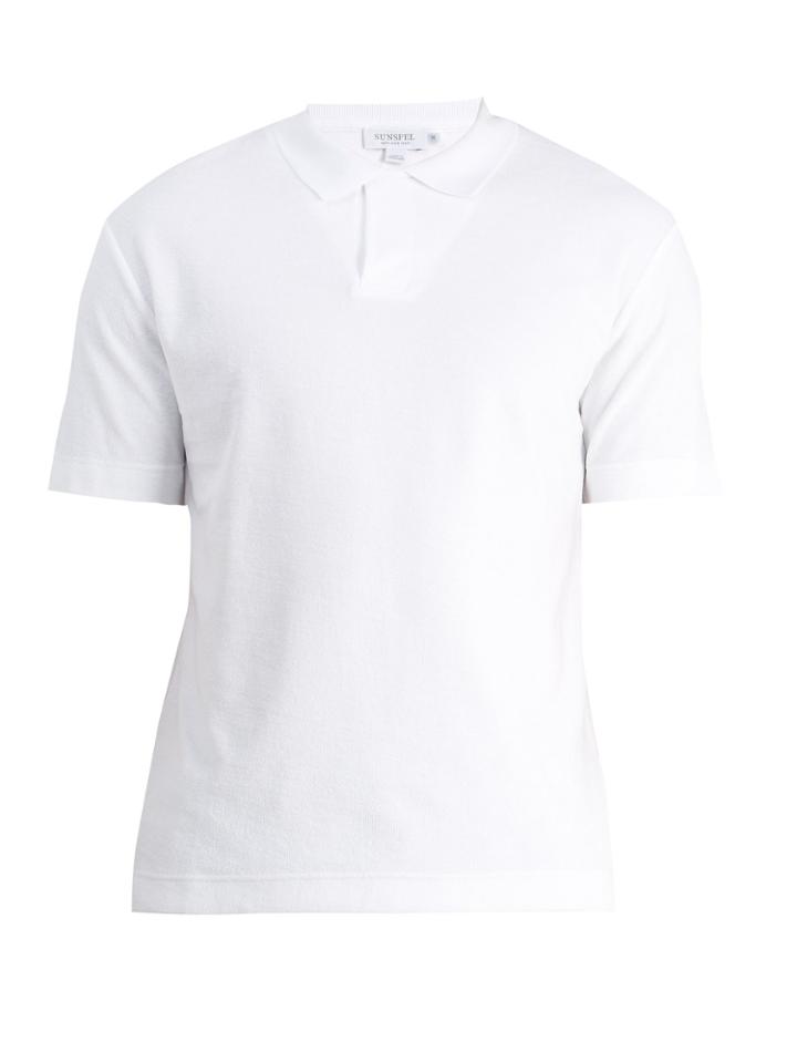 Sunspel Short-sleeved Cotton Terry-towelling Polo Shirt