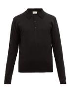 Matchesfashion.com Ditions M.r - Maxime Long Sleeved Wool Polo Shirt - Mens - Black