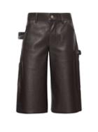 Matchesfashion.com Bottega Veneta - Leather Bermuda Shorts - Womens - Dark Brown