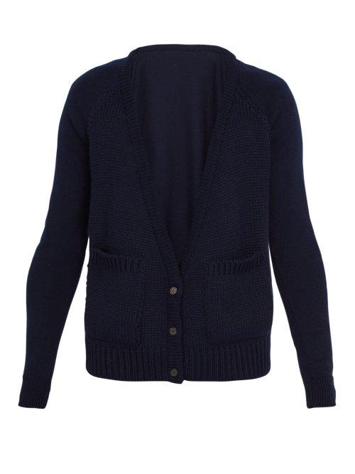 Matchesfashion.com Bless - Patch Pocket Wool Cardigan - Mens - Navy