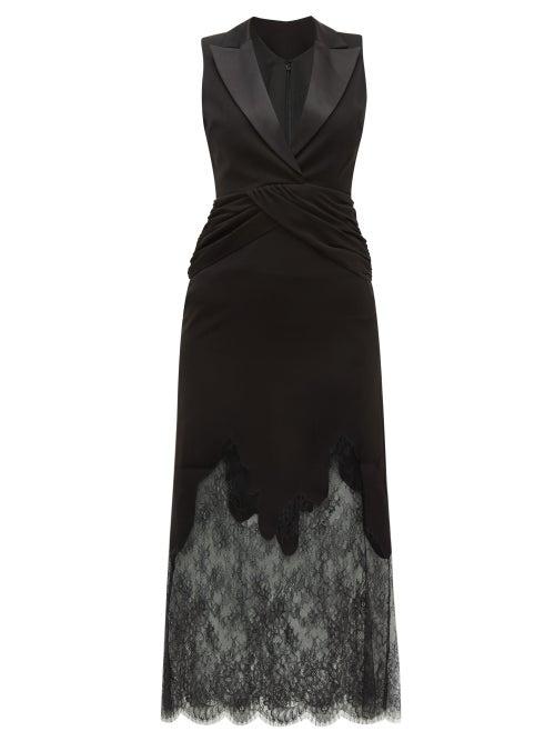 Matchesfashion.com Self-portrait - Sleeveless Lace Trimmed Crepe Tuxedo Dress - Womens - Black