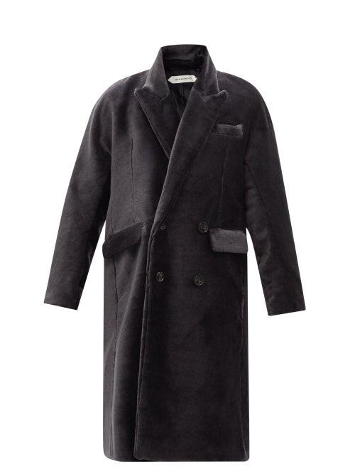 Namacheko - Double-breasted Mohair Overcoat - Mens - Black
