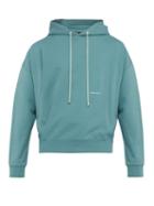 Matchesfashion.com Eckhaus Latta - Logo Print Cotton Hooded Sweatshirt - Mens - Blue