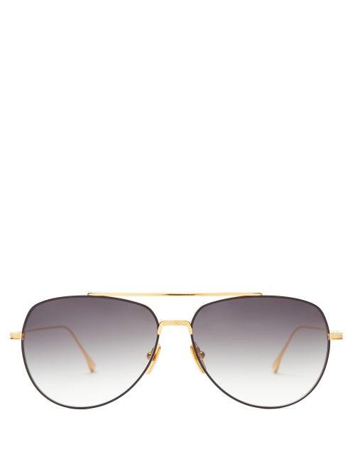 Matchesfashion.com Dita - Flight.004 Titanium Aviator Sunglasses - Mens - Yellow