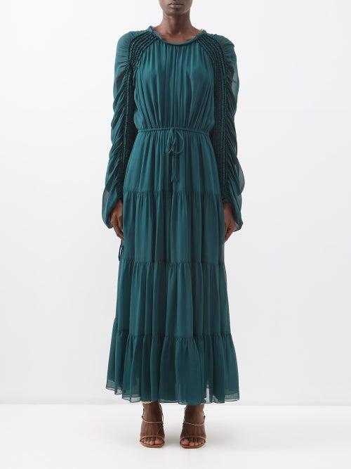 Ulla Johnson - Noelle Ruched Chiffon Maxi Dress - Womens - Teal
