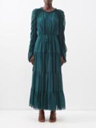 Ulla Johnson - Noelle Ruched Chiffon Maxi Dress - Womens - Teal