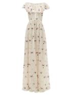 Matchesfashion.com Giambattista Valli - Floral Embroidered Chantilly Lace Tulle Gown - Womens - Ivory Multi