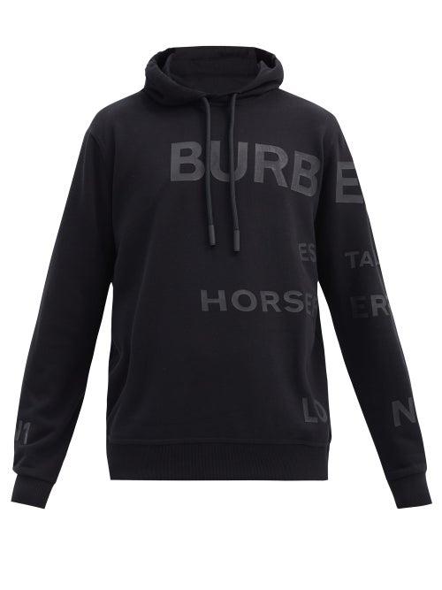 Matchesfashion.com Burberry - Hessler Logo-print Cotton Hooded Sweatshirt - Mens - Black
