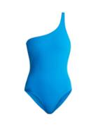 Matchesfashion.com Mara Hoffman - Cher One Shoulder Swimsuit - Womens - Blue