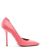 Matchesfashion.com Vetements - Raw Edge Point Toe Satin Pumps - Womens - Pink
