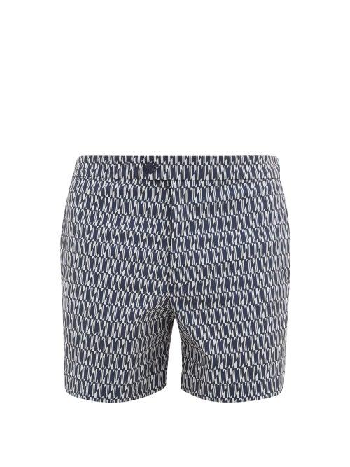 Matchesfashion.com Odyssee - Eluard Geometric-print Swim Shorts - Mens - Navy White