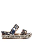Matchesfashion.com Christian Louboutin - Janitag 60 Liberty Print Flatform Sandals - Womens - Blue Multi