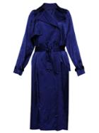 Balenciaga - Satin Trench Coat - Womens - Blue