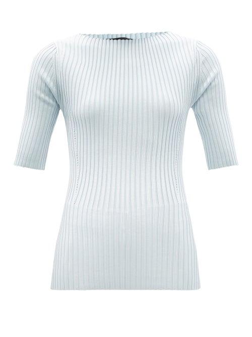 Ladies Rtw Proenza Schouler - Boat-neck Ribbed Top - Womens - Blue