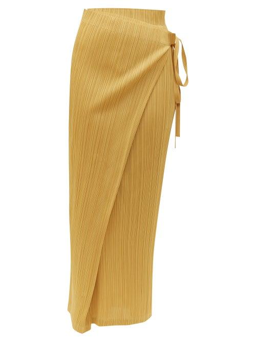 Matchesfashion.com Pleats Please Issey Miyake - Tie Waist Tech Pleated Skirt - Womens - Yellow