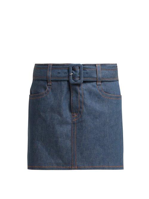 Matchesfashion.com Prada - Belted Denim Skirt - Womens - Denim