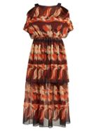 Matchesfashion.com Fendi - Parakeet Print Georgette Dress - Womens - Brown Multi