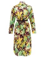 Matchesfashion.com Fendi - Dream Garden Floral-print Cotton Shirt Dress - Womens - Black Print