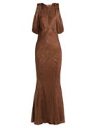 Matchesfashion.com Attico - Cheetah Jacquard Silk Dress - Womens - Brown