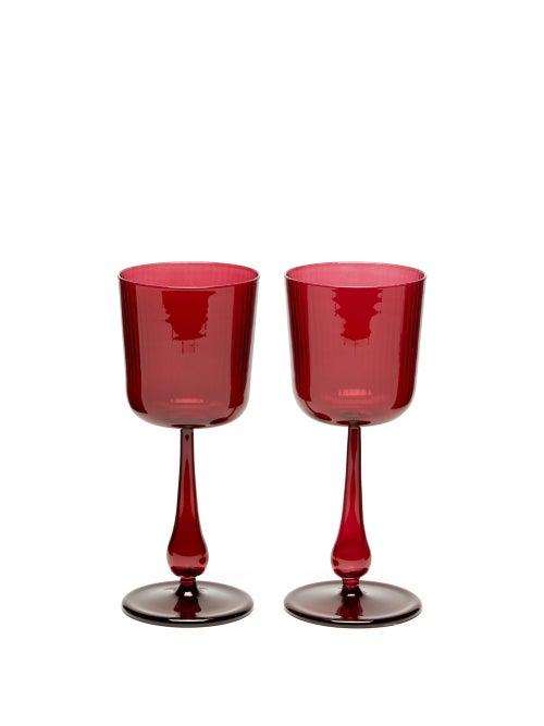 Matchesfashion.com R+d.lab - Set Of Two Calice Wine Glasses - Dark Red