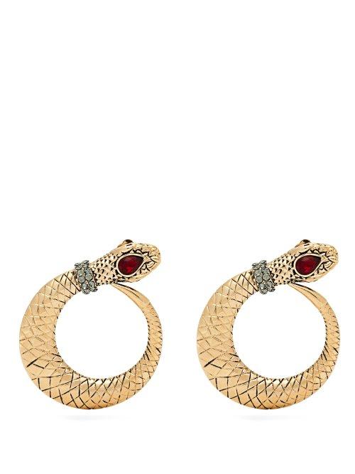 Matchesfashion.com Etro - Crystal Embellished Snake Earrings - Womens - Gold
