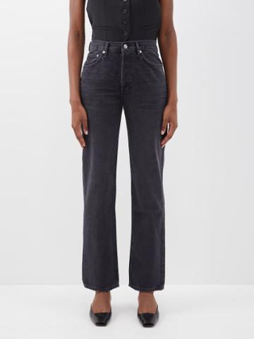 Agolde - Lana Distressed Organic-cotton Straight-leg Jeans - Womens - Black